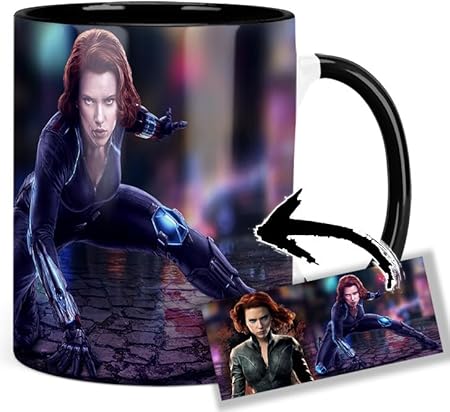 Black Widow Scarlett Johansson Tasse Céramique Intérieure et Poignée Noire 